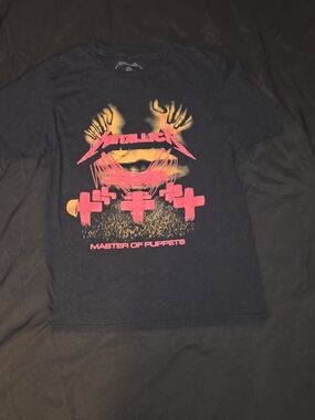 Metallica Master of Puppets Graphic Tee - Black with Pink & Yellow Print